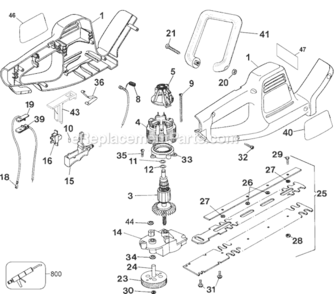 Page A Diagram and Parts List for TR255 Type 4 Black and Decker Hedge Trimmer